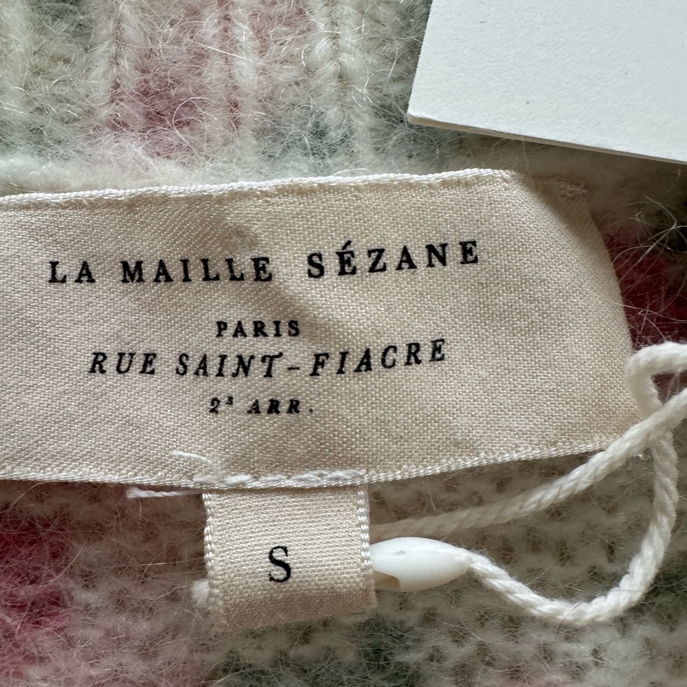 NWT SEZANE Amaya Wool Floral Jumper ecru multi S mohair - Picture 8 of 10